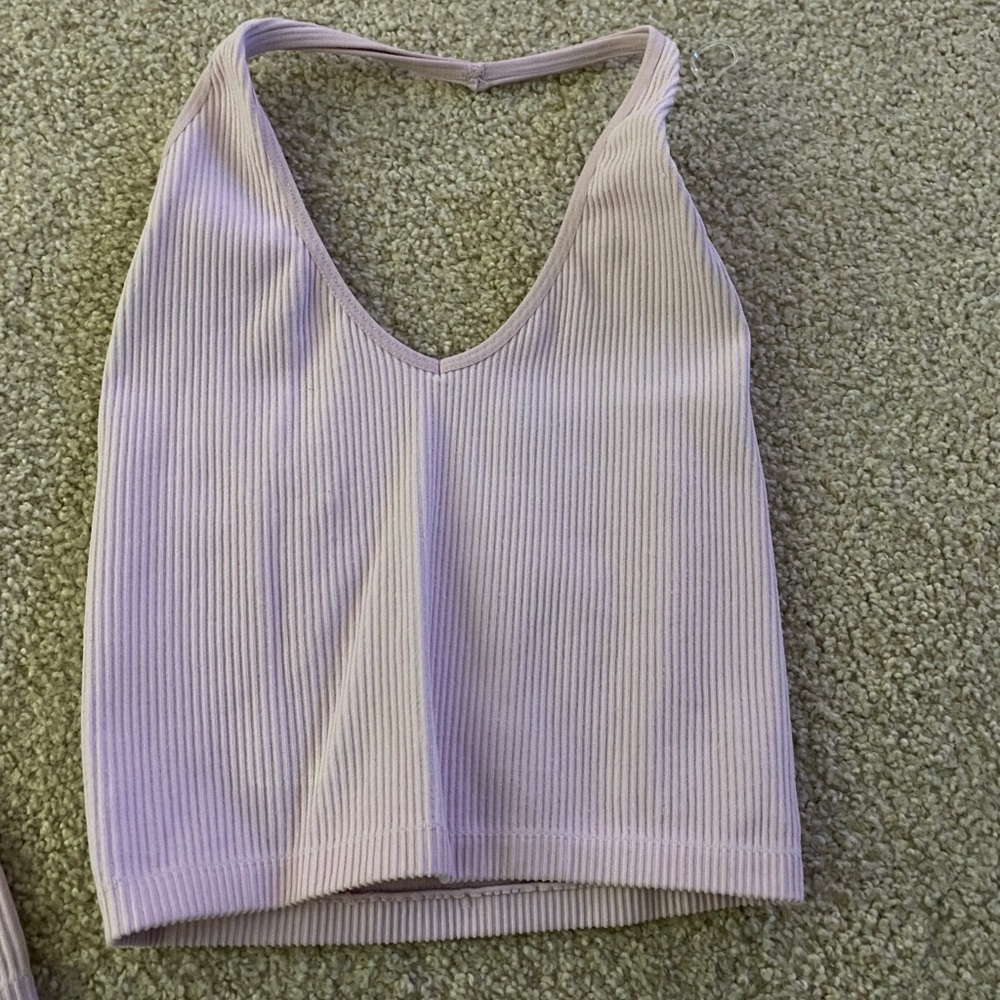 Lavender Halter Ribbed Tank Top - Picture 3 of 4